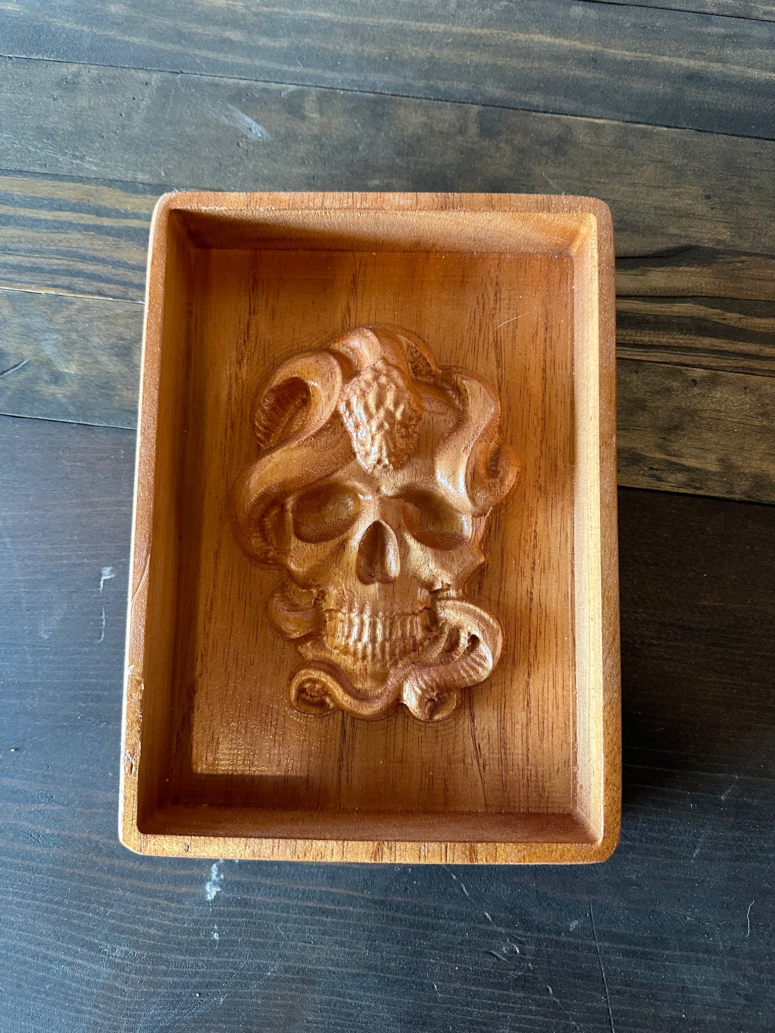 BH Skull & Snake Carved Wall Art